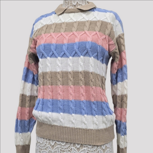 Cable Knit Sweater Vintage Izod Club 1980s Sz M